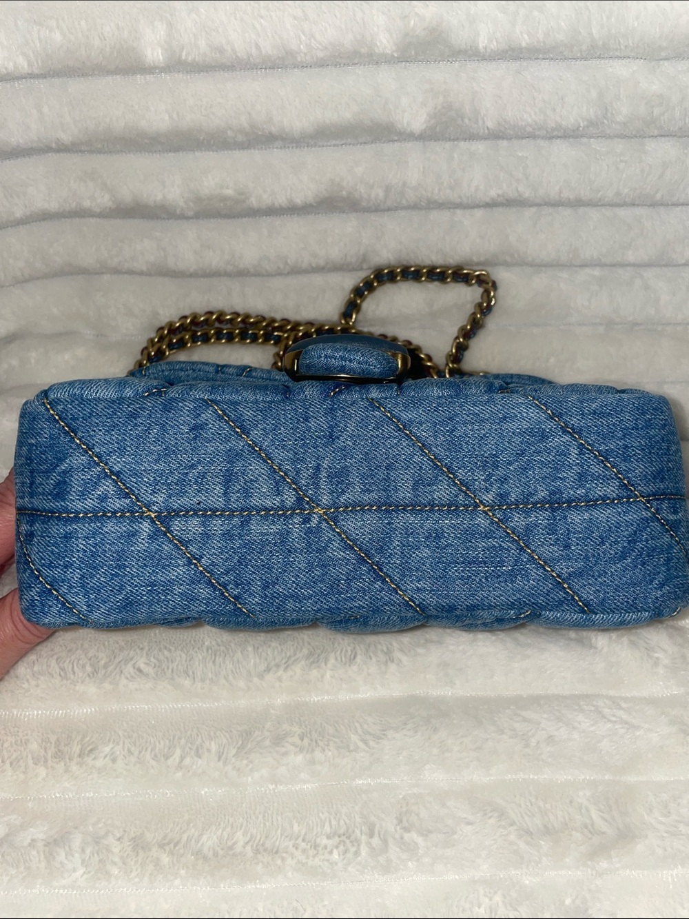 New W/O Tag Coach Blue Quilted Tabby 20 Blue Indigo Denim - Picture 7 of 10